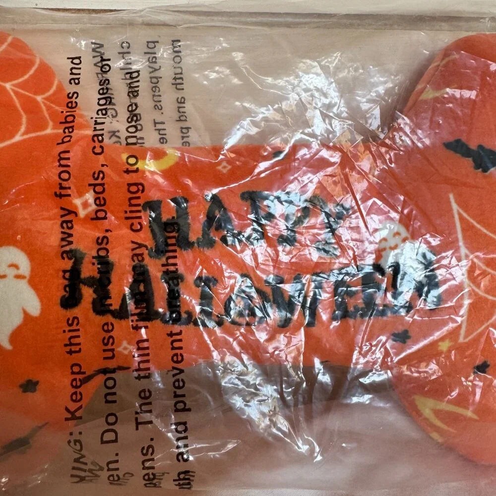 NWT, Frisco Halloween All the Ghouls Love Me Bone, Plush Squeaky Dog Toy, Orange